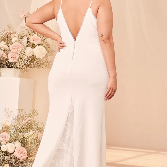 Taliana White Lace Button Back Maxi Dress NWT size 1X ptp23 hip is 22 stretch - Picture 6 of 7